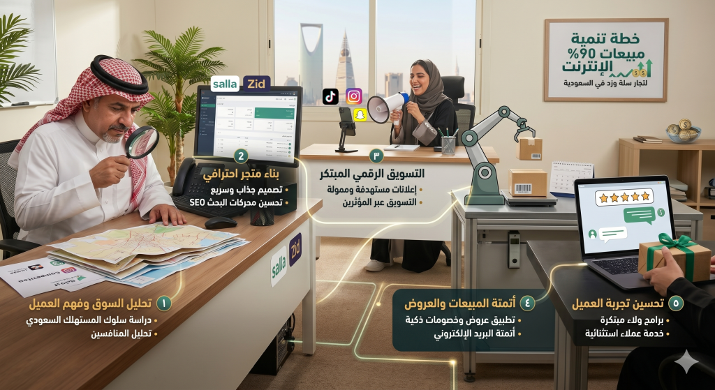 خطة تنمية مبيعات90% الإنترنت: أدوات مبتكرة لتجار سلة وزد في السعودية