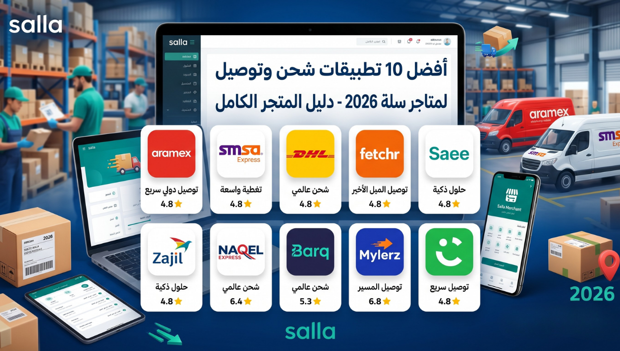 أفضل 10 تطبيقات شحن وتوصيل لمتاجر سلة 2026 – دليل المتجر الكامل