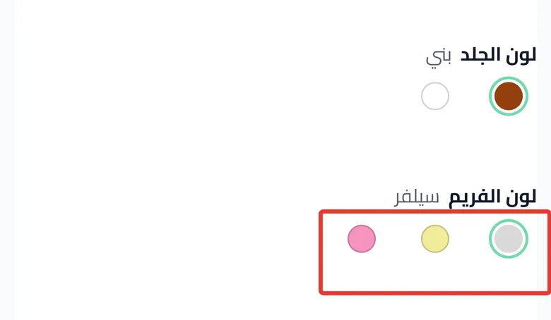 The product page in the store after publishing: the customer chooses from the "Frame color" option.